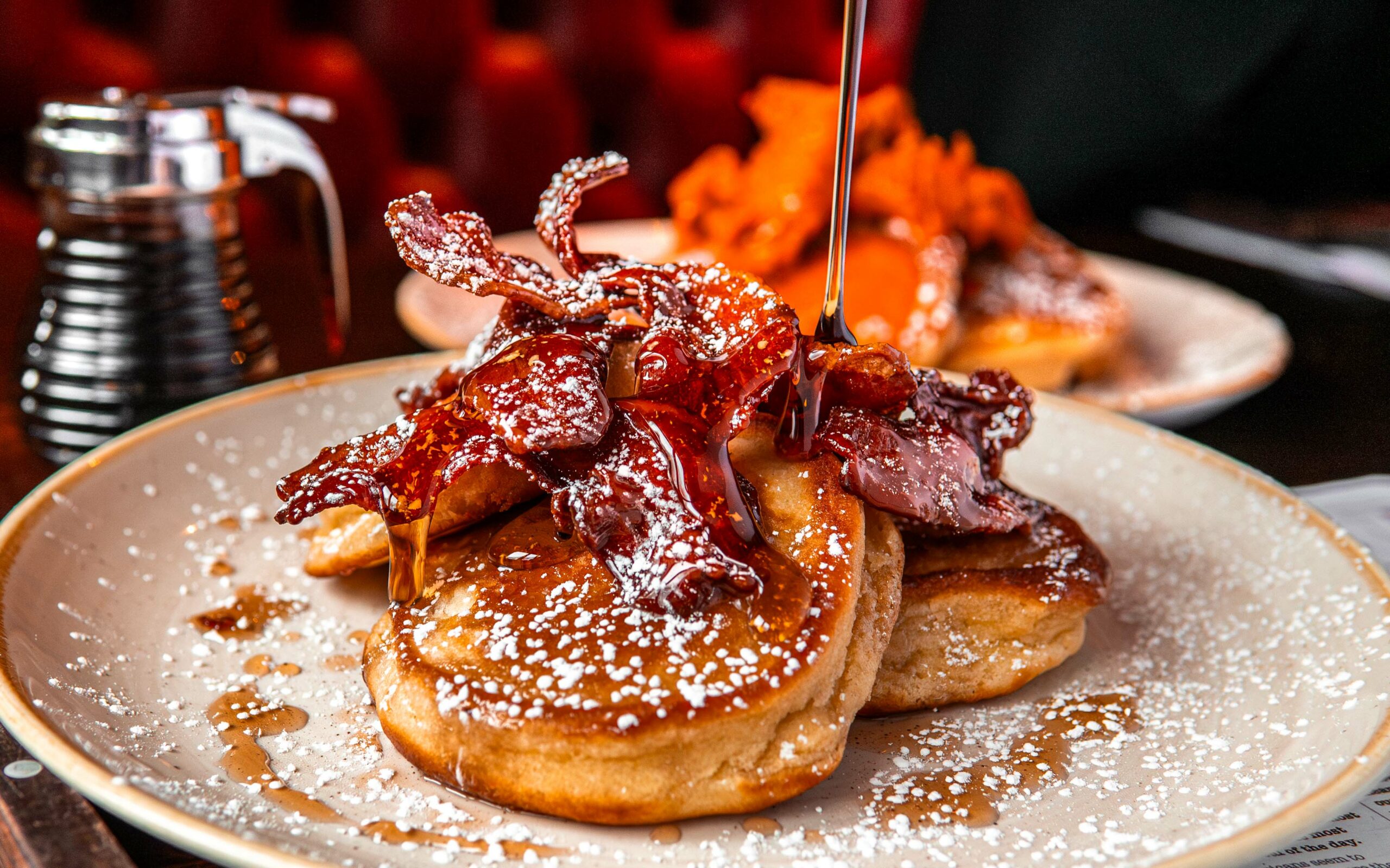 Bacon and maple pancakes at character brunch
