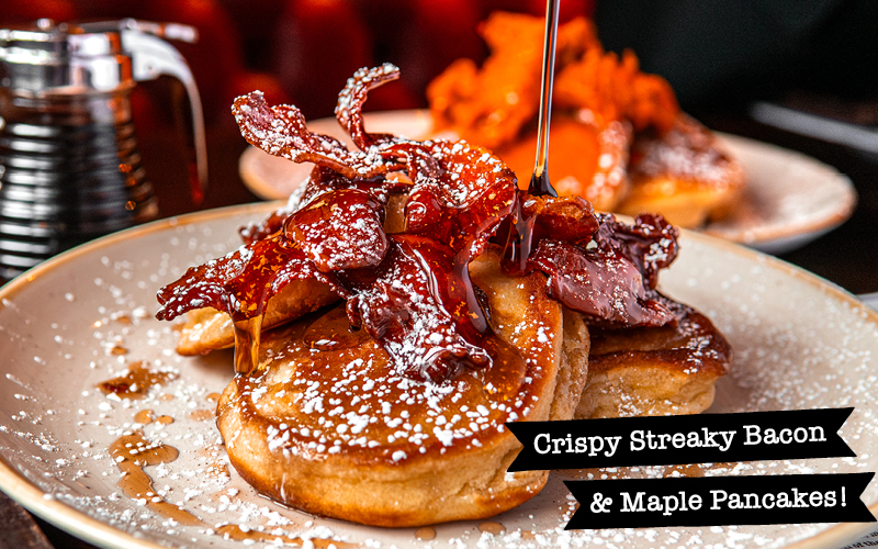 Crispy Streaky Bacon & Maple Homemade Pancakes