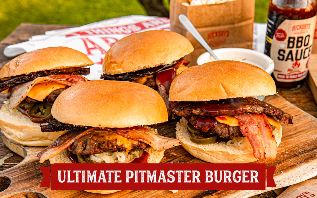 Close up of the ultimate pitmaster burger.