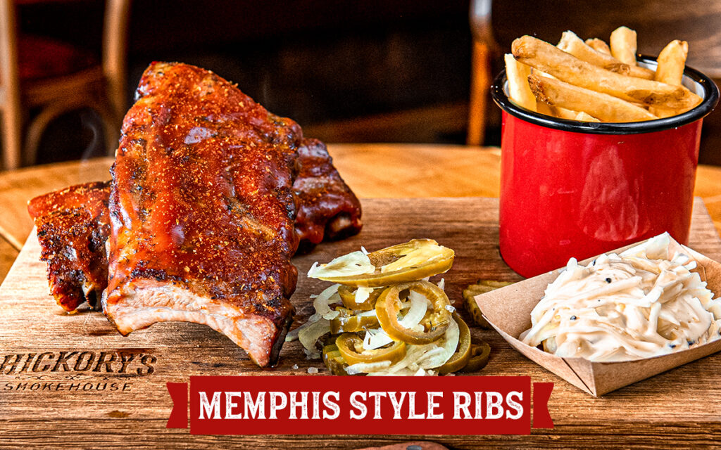 A board of Hickory's Memphis-style ribs