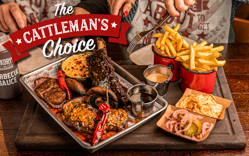 Hickory's New Menu Cattlemans Choice authentic smoking bbq platter