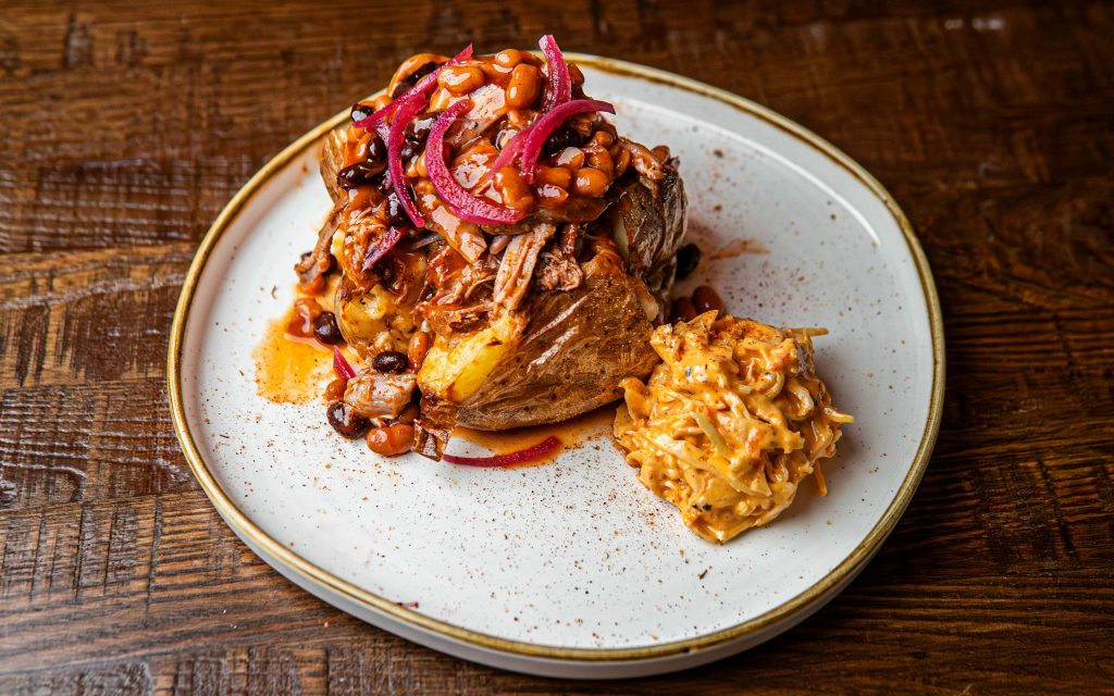 Hickory's Brunch Pulled Pork Loaded Potateo